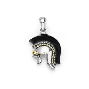 Lagos Anthem 18K Yellow Gold Sterling Silver Black Agate Spartan Helmet Pendant